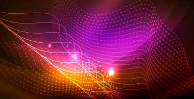 Dalgalar ile renkli neon ışıklar soyut arka plan