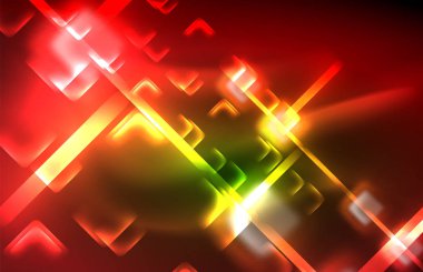 Siyah Neon parlak ışık hatları, techno modern şablon