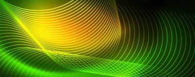 Parlak neon çizgiler şablonu-Kuzey ışıklar parlayan bulanıklık hatları. Futuristik tarzı Glow Neon 80s disko kulübü veya gece partisi techno şablon