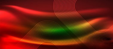 Neon parlayan elemanları, parlak hareket konsepti ile koyu arka plan