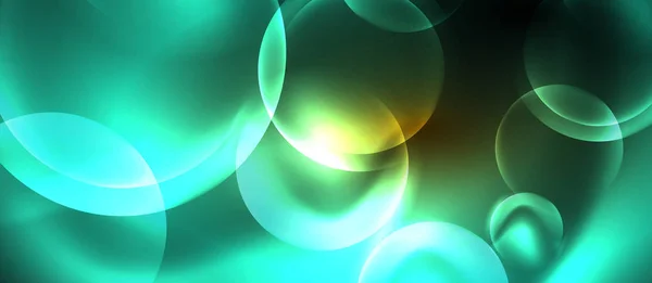 Glänsande neoncirklar abstrakt bakgrund — Stock vektor