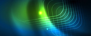 Neon parlayan techno hatları, Hi-Tech futuristik soyut arka plan şablonu, vektör