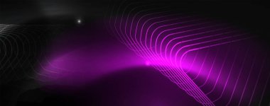 Parlak neon techno şablonu. Neon hatları arka plan, 80s tarzı lazer ışınları
