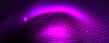 Neon vektör dalga hatları soyut arka plan, sihirli futuristik techno tasarım