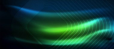 Neon parlayan techno hatları, yüksek teknoloji fütüristik arka plan şablonu kare şekilleri ile