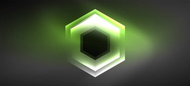 Neon renk altıgen şekiller, siyah arka planda çizgiler. Web zemin tasarımı için modern şablon. Soyut geometrik çerçeve