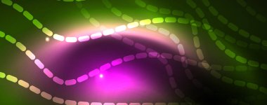 Parlak neon vektör dalga çizgi soyut arka plan, hareket kavramı