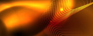 Neon parlayan techno hatları, Hi-Tech futuristik soyut arka plan şablonu, vektör