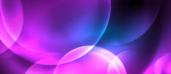 Blue neon bubbles and circles abstract background, futuristic magic techno design — Stock Vector