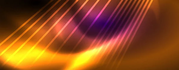 Kleur licht met lijnen, Outer Space achtergrond, felle stralen — Stockvector