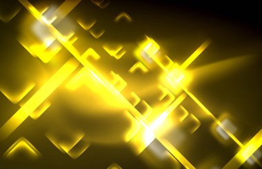 Siyah Neon parlak ışık hatları, techno modern şablon