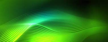 Parlak neon vektör dalga çizgi soyut arka plan, hareket kavramı