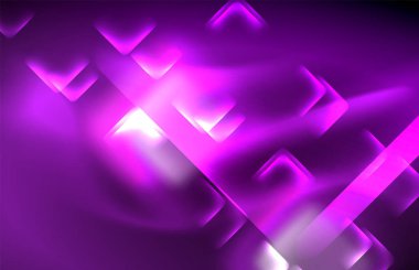 Bulanık efektler ile koyu arka planda Neon kare ve hat ışıkları