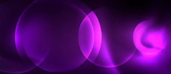 Luz de color neón brillante con círculos fondo abstracto — Vector de stock