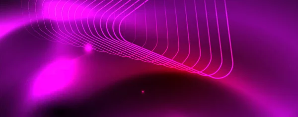 Neon Glowing techno lines, hi-tech futuristic abstrak background template, vektor - Stok Vektor