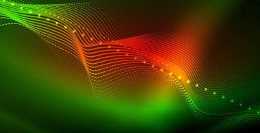 Koyu, parlak hareket, sihirli alan ışık parlayan soyut dalga. Techno arka plan