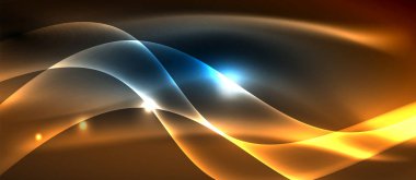 Koyu, parlak hareket, sihirli alan ışık parlayan soyut dalga. Techno arka plan