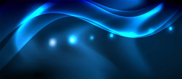 Neón líneas brillantes, concepto de luz espacio de energía mágica, fondo abstracto fondo de pantalla de diseño — Vector de stock