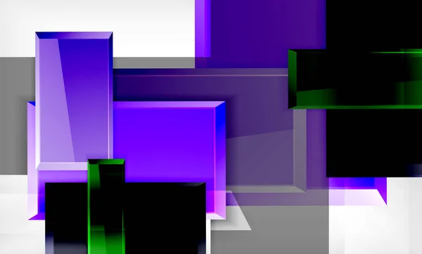 บล็อกรูปทรงสี่เหลี่ยมสีสันสดใส พื้นหลังเรขาคณิต — ภาพเวกเตอร์สต็อก