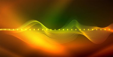 Koyu, parlak hareket, sihirli alan ışık parlayan soyut dalga. Techno arka plan