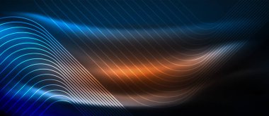 Neon parlayan techno hatları, yüksek teknoloji fütüristik arka plan şablonu kare şekilleri ile