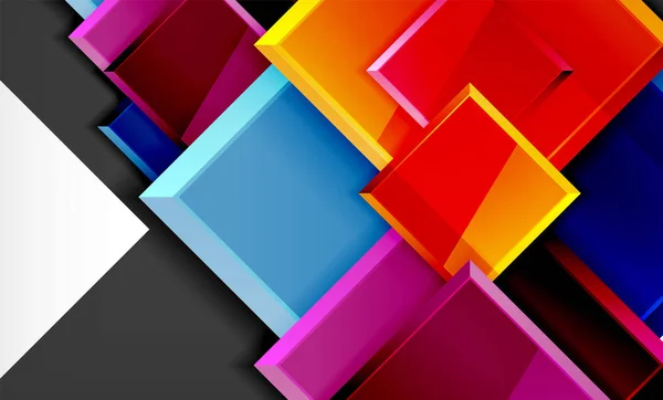 Ljust färgglad fyrkantig form blockerar geometrisk bakgrund — Stock vektor