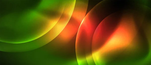 ネオン輝く円ベクトル抽象背景 — ストックベクタ