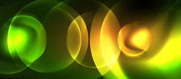 Néon cercles lumineux vecteur abstrait fond — Image vectorielle
