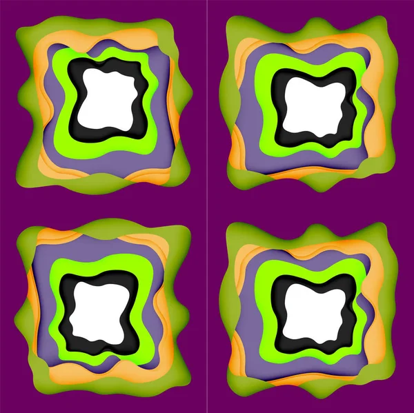 Patrón geométrico abstracto. capas de papel 3d cortan fondo de onda de colores. Origami cortó ondas abstractas para fondo web — Vector de stock