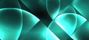 Neon parlayan techno hatları, Hi-Tech futuristik soyut arka plan. Koyu uzayda soyut şekiller ile şablon