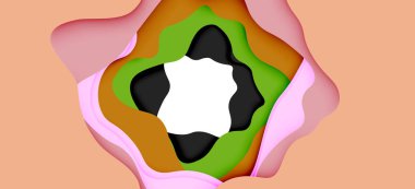 Soyut geometrik desen. 3D kağıt katmanları renkli dalga arka plan kesti. Origami Web arka plan için soyut dalgalar kesti