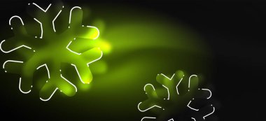 Bulanık Noel kar tanesi soyut arka plan, stilize minimal tasarım, Neon parlayan renkler. Vektör Neon arka plan. Kar arka planı