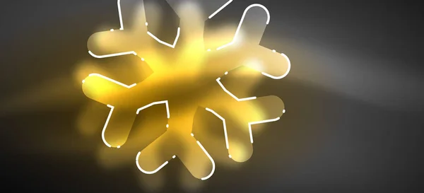 Floco de neve de Natal desfocado fundo abstrato, design mínimo estilizado, cores brilhantes de néon. Fundo de néon vetorial. Fundo de neve —  Vetores de Stock