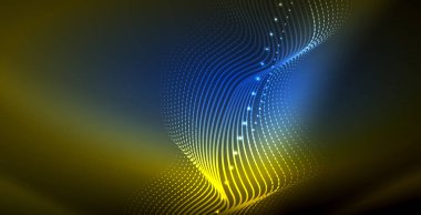 Koyu, parlak hareket, sihirli alan ışık parlayan soyut dalga. Techno arka plan