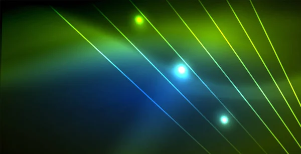 Neon gloeiende Golf, magische energie en licht bewegings-achtergrond — Stockvector
