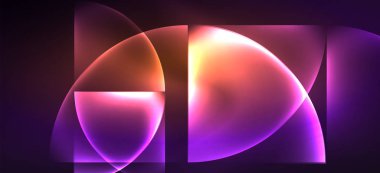 Neon parlayan techno hatları, Hi-Tech futuristik soyut arka plan. Koyu uzayda soyut şekiller ile şablon