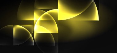 Neon parlayan techno hatları, Hi-Tech futuristik soyut arka plan. Koyu uzayda soyut şekiller ile şablon