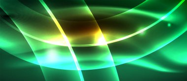 Neon parlak ışık parlayan dalga hatları