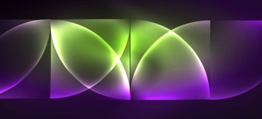 Neon parlayan techno hatları, Hi-Tech futuristik soyut arka plan. Koyu uzayda soyut şekiller ile şablon