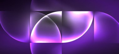 Neon parlayan techno hatları, Hi-Tech futuristik soyut arka plan. Koyu uzayda soyut şekiller ile şablon