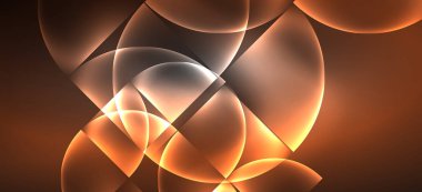 Neon parlayan techno hatları, Hi-Tech futuristik soyut arka plan. Koyu uzayda soyut şekiller ile şablon