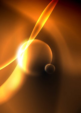 Parlak neon ışık hareket dalgaları ile karanlık alan. Soyut konsept grafik elemanı. Vektör Neon arka plan. Teknoloji arka planı