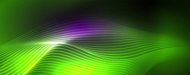 Neon vektör dalga hatları soyut arka plan, sihirli futuristik techno tasarım
