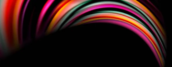 Fluide couleur arc-en-ciel vague style fond abstrait, techno design moderne sur noir — Image vectorielle