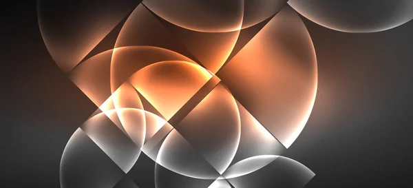 ネオン輝くテクノライン、ハイテク未来的な抽象的な背景。暗い空間で抽象的な形状を持つテンプレート — ストックベクタ