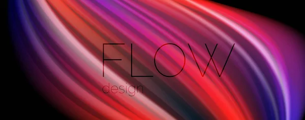 Líneas de onda de color líquido fluido, efecto de luz brillante y colorido, plantilla de composición abstracta. Patrón abstracto de tecnología geométrica. Concepto de movimiento — Vector de stock