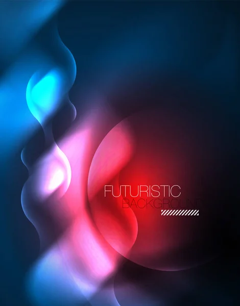 Neonglühende Wellenlinien, blaue Hi-Tech-futuristische abstrakte Hintergrundvorlage — Stockvektor
