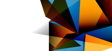 Vintage soyut üçgen mozaik kompozisyon VECTON beyaz arka plan ile şablon. Basit tasarım arka plan. Modern düz tasarım. Güzel vektör deseni.