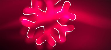 Bulanık Noel kar tanesi soyut arka plan, stilize minimal tasarım, Neon parlayan renkler. Vektör Neon arka plan. Kar arka planı