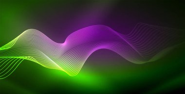 Koyu, parlak hareket, sihirli alan ışık parlayan soyut dalga. Techno arka plan